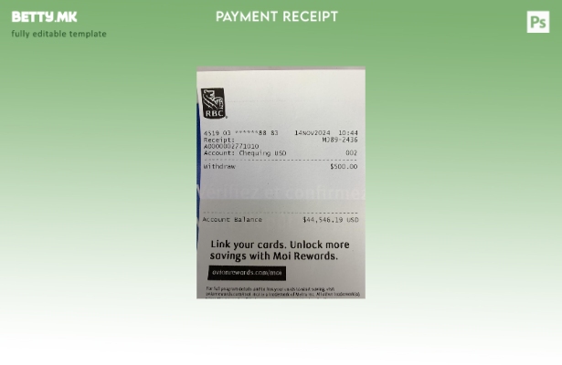 Модерен стил на шаблон за проверка на банкарска банка Rbc Канада